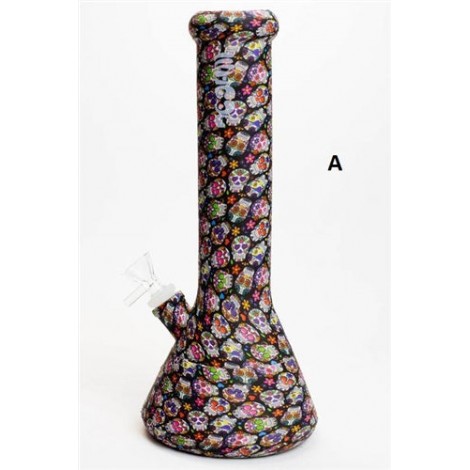 12" graphic printed silicone detachable water bong